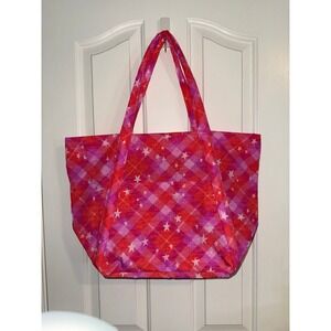 NWOT Baggu Standard Cloud Bag — Pink Star Plaid
